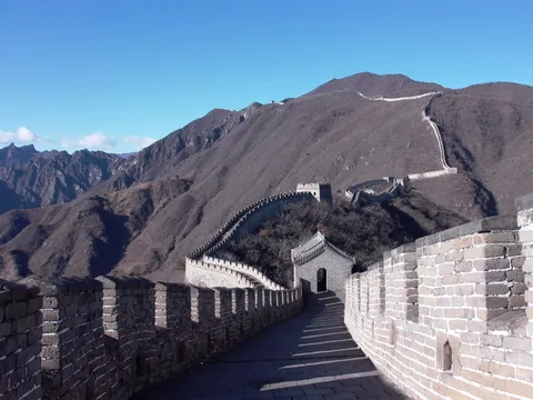 Great Wall over the mountains