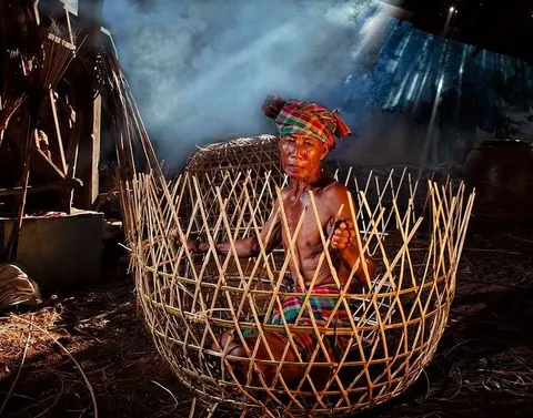waving a chicken cage
